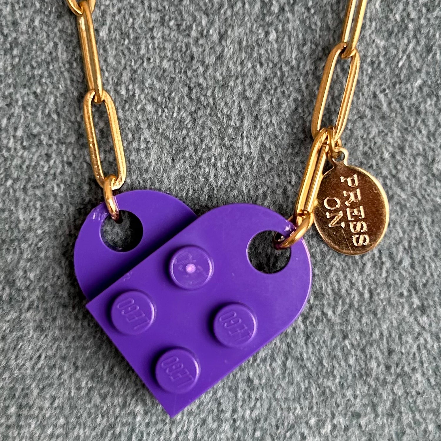 Couple Necklace Lego Heart Necklace Purple The Cece โ Flat Dog Supply