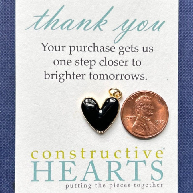 v Heart black enamel