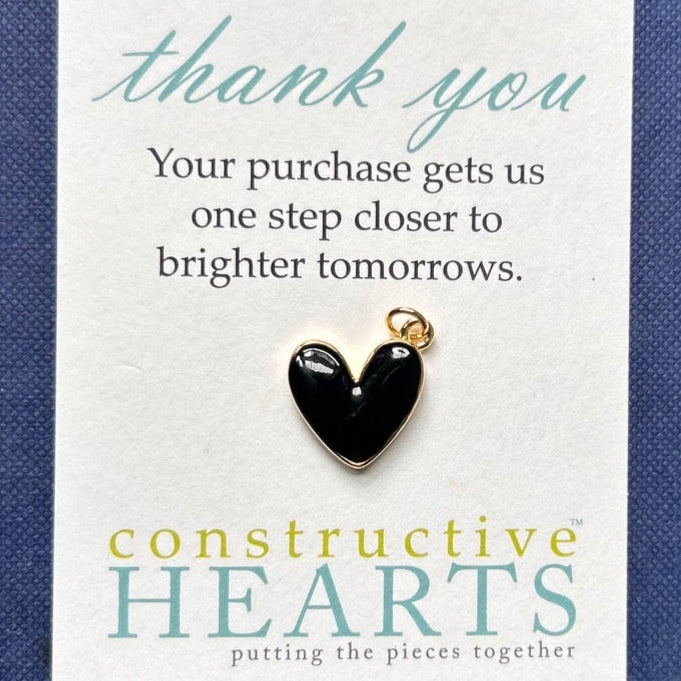 v Heart black enamel