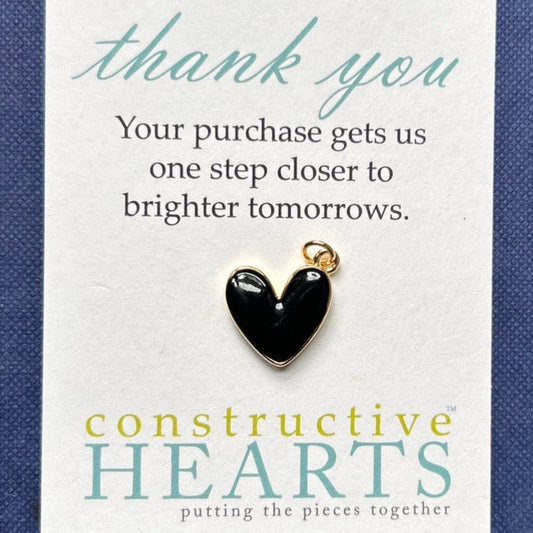 v Heart black enamel