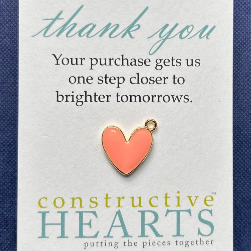 v Heart peachy pink enamel