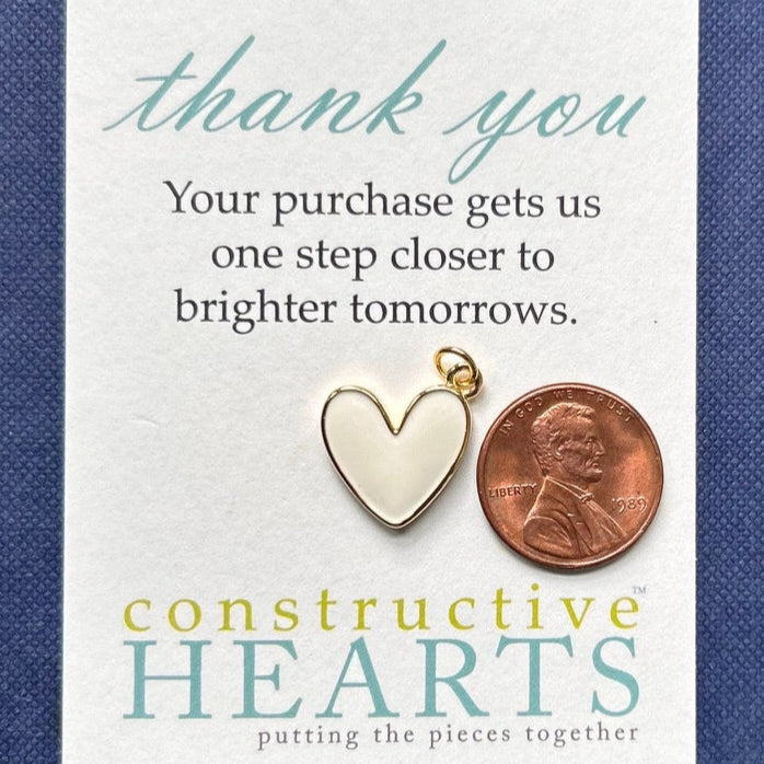 v Heart white enamel