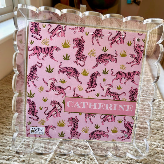 WRd. Acrylic Scalloped Tray with Interchangeable Graphic