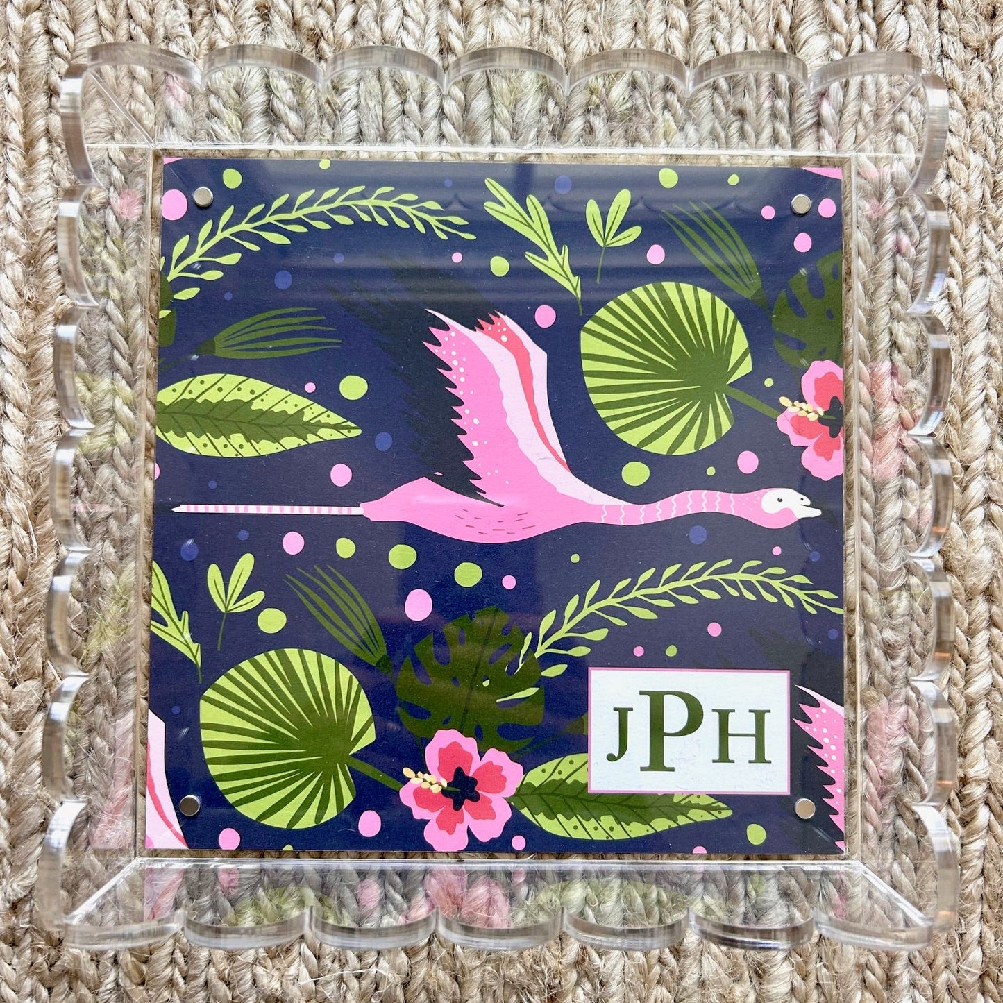 WRd. Acrylic Scalloped Tray with Interchangeable Graphic