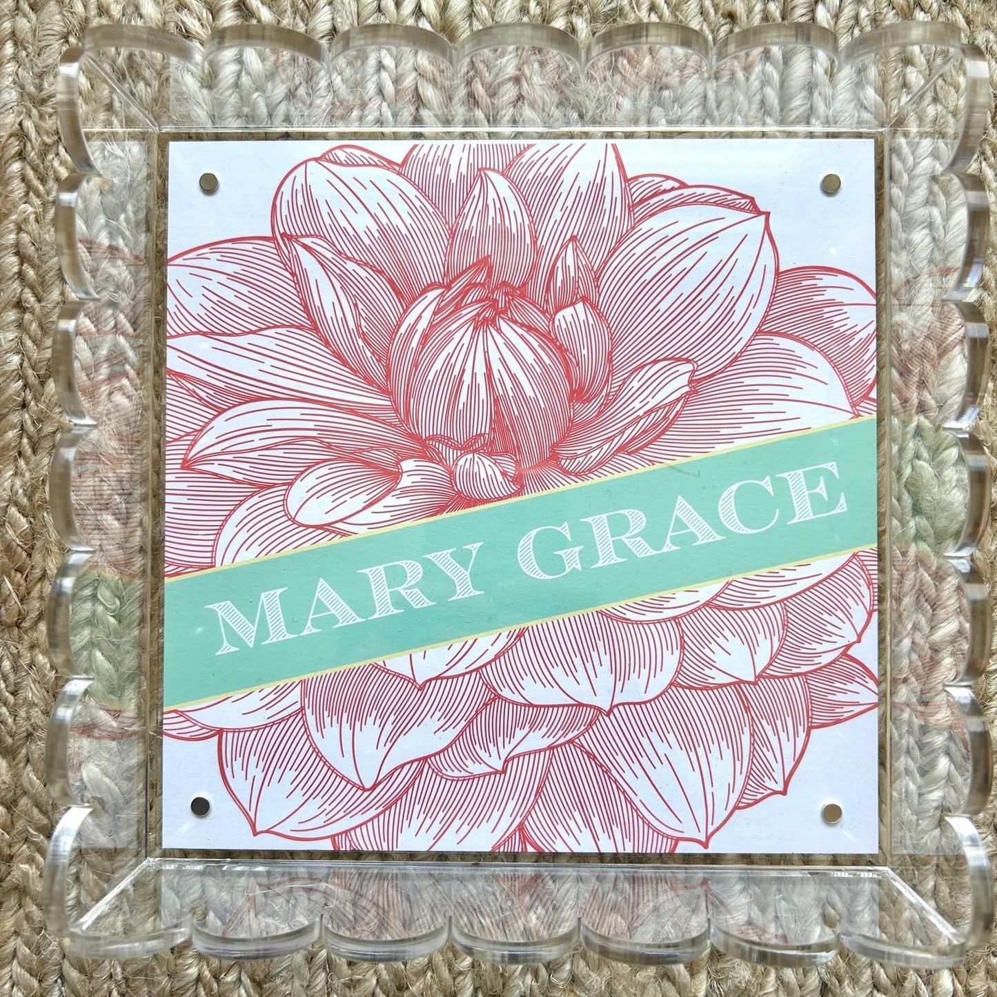 WRd. Acrylic Scalloped Tray with Interchangeable Graphic