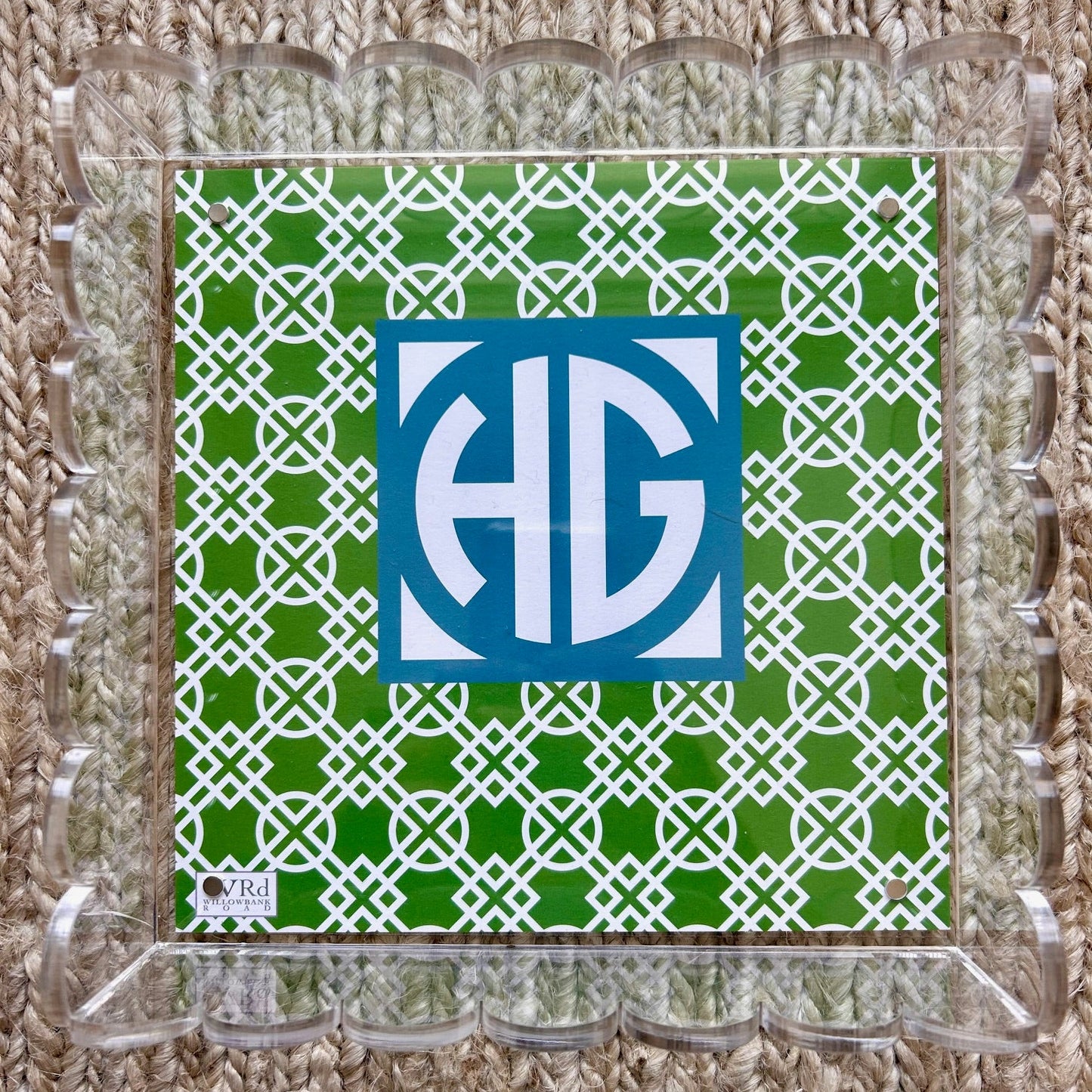 WRd. Acrylic Scalloped Tray with Interchangeable Graphic