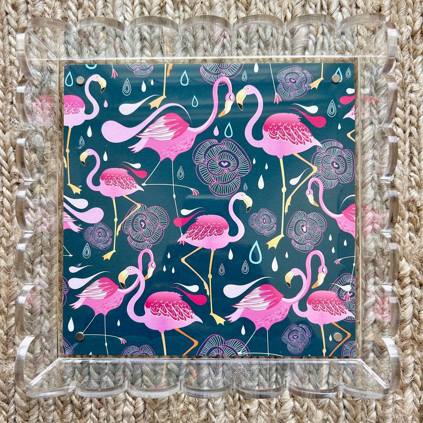 WRd. Acrylic Scalloped Tray with Interchangeable Graphic