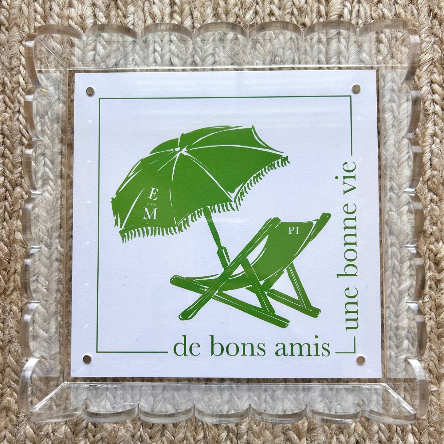 WRd. Acrylic Scalloped Tray with Interchangeable Graphic