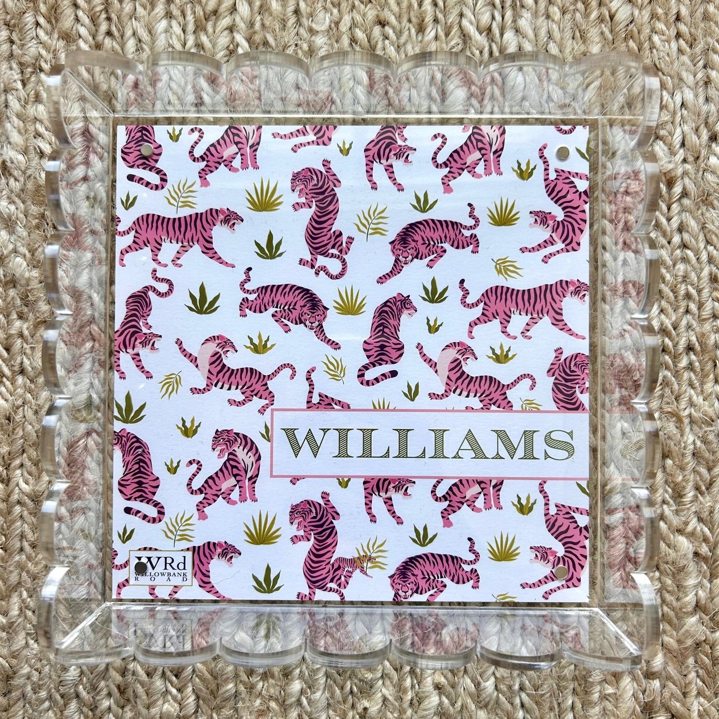 WRd. Acrylic Scalloped Tray with Interchangeable Graphic