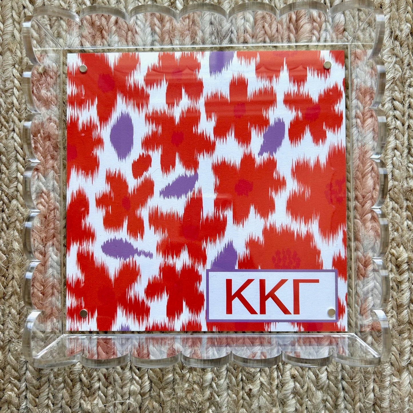 WRd. Acrylic Scalloped Tray with Interchangeable Graphic