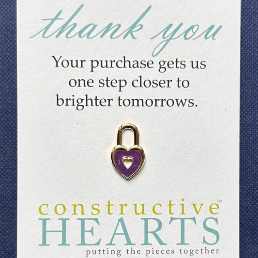 v Heart lock purple enamel