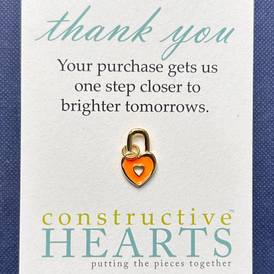 v Heart lock orange enamel