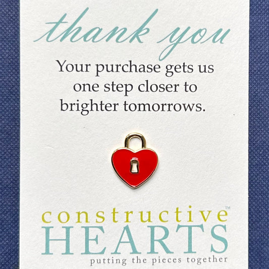 v Heart lock red enamel